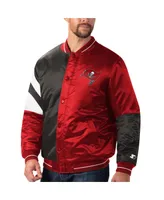 Men's Starter Red, Black Tampa Bay Buccaneers Leader Varsity Satin Full-Snap Jacket