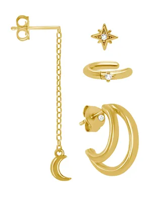 18K Gold Plated Four Piece Single Earring Set