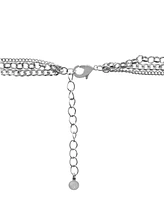 Silver Plated Layered Oval Chain Necklace 15.25", 17.5" and 19.5" + 2" extender