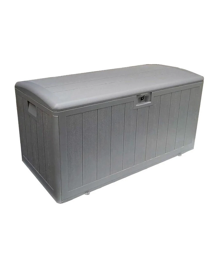 Plastic Development Group 105 Gallon Outdoor Patio Storage Deck Box, Driftwood