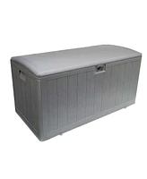 Plastic Development Group 105 Gallon Outdoor Patio Storage Deck Box, Driftwood