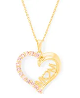 Simulated Morganite Mom Heart Pendant 18" Necklace