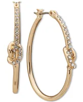 Anne Klein Gold-Tone Medium Pave Knot Hoop Earrings, 1.35"