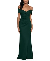 Xscape Off-The-Shoulder Ruched Gown