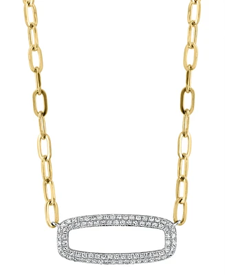 Effy Diamond Pave Open Link 18" Pendant Necklace (1/2 ct. t.w.) in 14k White and Yellow Gold