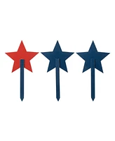 Glitzhome Wooden Patriotic Star Yard Stake, Set of 3