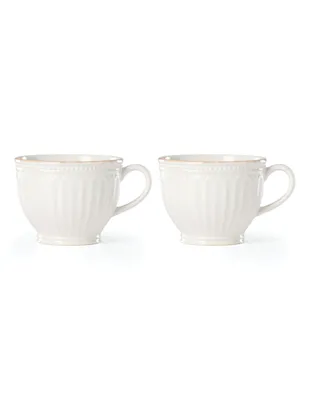 French Perle Groove Latte Mug Set, 2 Piece