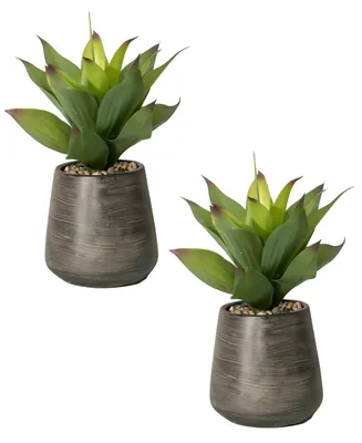 Vintage Home 16" Tall Realistic Agave Plant in Cement Vase, Pack of 2