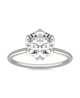 Moissanite Round Solitaire Ring (1-9/10 Carat Total Weight Diamond Equivalent) 14K White Gold