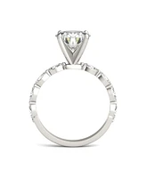 Moissanite Accented Solitaire Engagement Ring (2-1/2 Carat Total Weight Diamond Equivalent) 14K White Gold