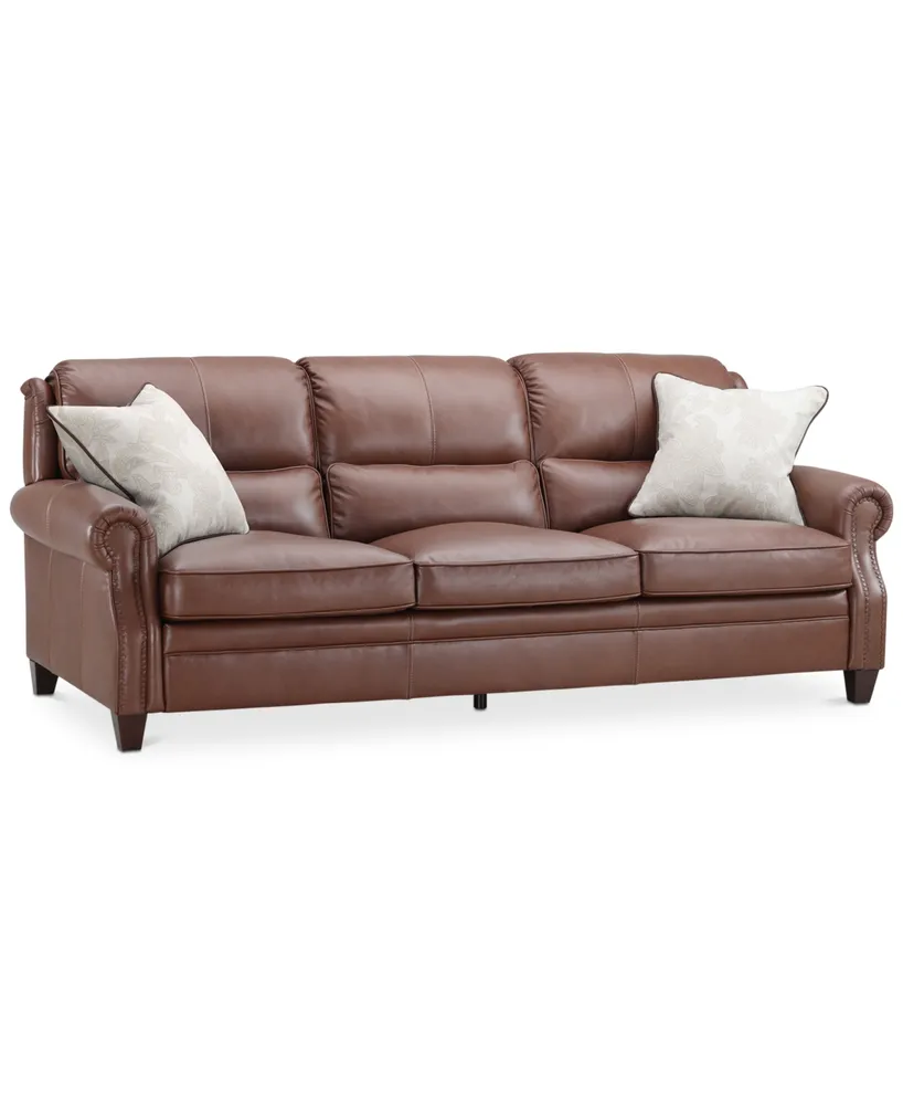 Closeout! Marick 93" Leather Roll Arm Sofa, Created for Macy's