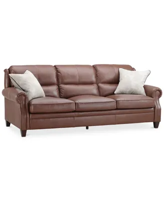 Marick 93" Leather Roll Arm Sofa, Created for Macy's