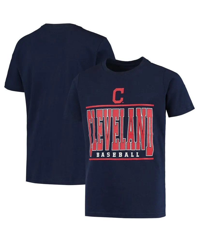Cleveland Indians Stitches Youth Snow T-Shirt - Heathered Navy