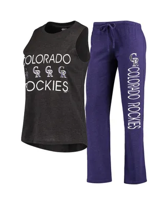 Women's Concepts Sport Purple, Black Colorado Rockies Meter Muscle Tank Top and Pants Sleep Set