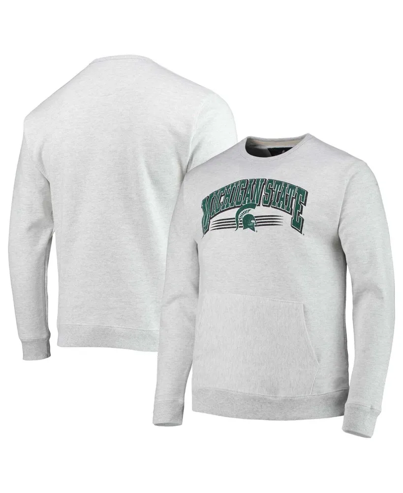 Men's League Collegiate Wear Heathered Gray Michigan State Spartans Upperclassman Pocket Pullover Sweatshirt