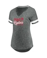 Women's Fanatics Gray and White Toronto Raptors Showtime Winning with Pride Notch Neck T-shirt