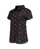 Women's Foco Black San Francisco Giants Floral Button Up Shirt