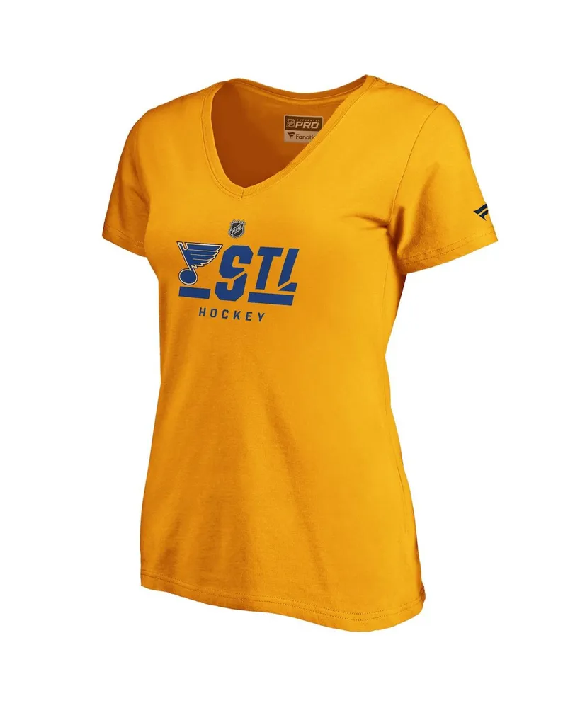 Women's Fanatics Gold St. Louis Blues Authentic Pro Secondary Logo V-Neck T-shirt