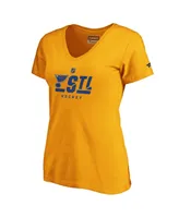 Women's Fanatics Gold St. Louis Blues Authentic Pro Secondary Logo V-Neck T-shirt