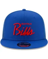 Men's New Era Royal Buffalo Bills Script Trucker 9FIFTY Snapback Hat