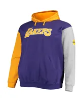 Men's Fanatics Purple and Gold Los Angeles Lakers Big Tall Double Contrast Pullover Hoodie