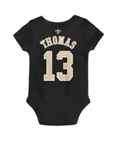 Infant Boys and Girls Michael Thomas Black New Orleans Saints Mainliner Name Number Bodysuit