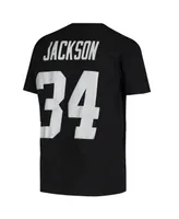 Big Boys Mitchell & Ness Bo Jackson Black Las Vegas Raiders Retired Retro Player Name and Number T-shirt