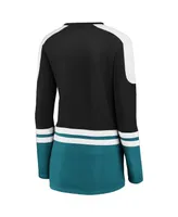 Women's Fanatics Branded Teal San Jose Sharks Jersey Long Sleeve T-Shirt