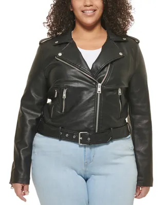 Levi's Plus Faux Leather Belted Motorcycle Jacket