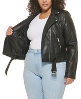 Levi's Plus Faux Leather Belted Motorcycle Jacket