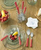 French Home Bistro Picnic Polka Dot Stainless Steel 16 Piece Flatware Set, Service for 4