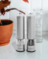 Ovente Professional 2 Piece Electric Salt and Pepper Grinder Set - Silver