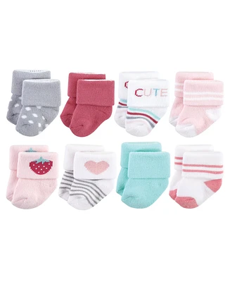 Hudson Baby Baby Girls Hudson Cotton Rich Newborn and Terry Socks, Bear 8Pk, 0-6 Months
