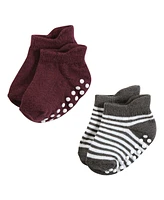 Hudson Baby Baby Boys Hudson Non-Skid No-Show Socks, Blue Burgundy, 12-24 Months
