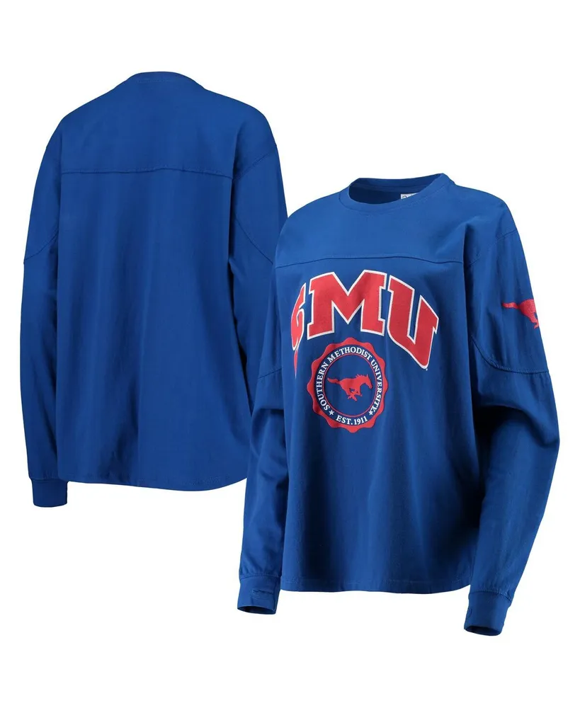 Women's Pressbox Royal Smu Mustangs Edith Long Sleeve T-shirt