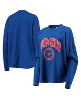 Women's Pressbox Royal Smu Mustangs Edith Long Sleeve T-shirt