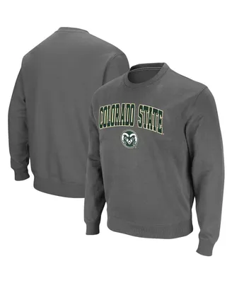 Men's Colosseum Charcoal Colorado State Rams Arch & Logo Tackle Twill Pullover Sweatshirt