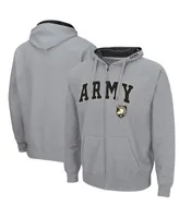 Men's Colosseum Heathered Gray Army Black Knights Arch & Logo 3.0 Full-Zip Hoodie