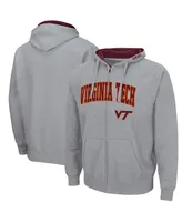 Men's Colosseum Heathered Gray Virginia Tech Hokies Arch Logo 3.0 Full-Zip Hoodie