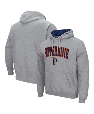 Men's Colosseum Heathered Gray Pepperdine Waves Arch and Logo Pullover Hoodie