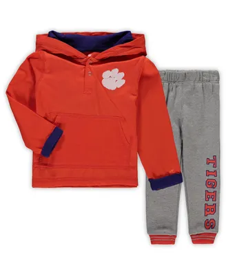 Toddler Boys Colosseum Orange, Heather Gray Clemson Tigers Poppies Hoodie and Sweatpants Set