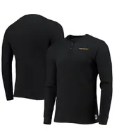 Men's Junk Food Black Washington Football Team Thermal Henley Long Sleeve T-shirt