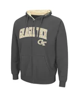 Men's Colosseum Charcoal Georgia Tech Yellow Jackets Arch & Logo 3.0 Full-Zip Hoodie