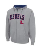 Men's Colosseum Heathered Gray Ole Miss Rebels Arch Logo 3.0 Full-Zip Hoodie