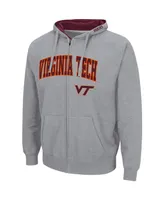 Men's Colosseum Heathered Gray Virginia Tech Hokies Arch Logo 3.0 Full-Zip Hoodie