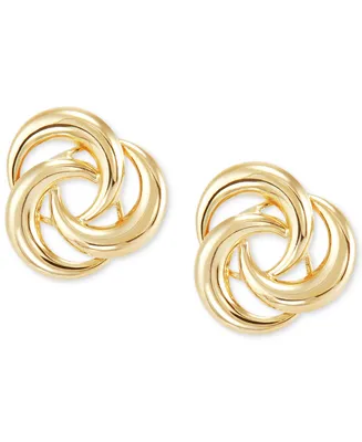 Tricolor Love Knot Stud Earrings 10k Gold, White Gold & Rose