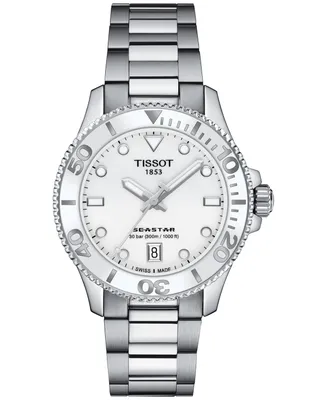 Tissot Unisex Seastar Silver-Tone Stainless Steel Bracelet Watch 36mm