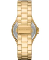 Michael Kors Women's Lennox Three Hand Gold-Tone Stainless Steel Bracelet Watch 37mm - Gold