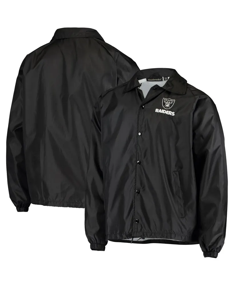 Men's Black Las Vegas Raiders Coaches Classic Raglan Full-Snap Windbreaker Jacket