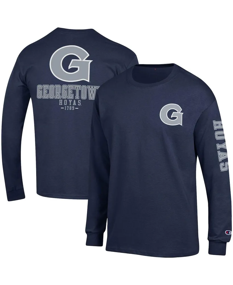 Men's Champion Navy Georgetown Hoyas Team Stack Long Sleeve T-shirt